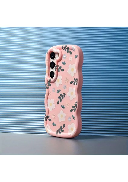 Samsung Galaxy S24 Cep Telefonu Korumalı Kılıfı Pembe Temalı Kızlar Için Yaratıcı Çiçek El Boyama Stili Tam Kenar Cep Telefonu Kılıfı