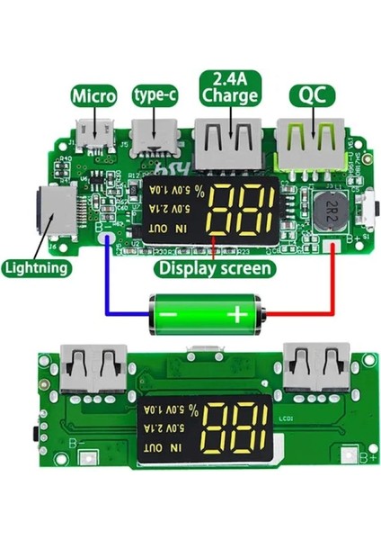 Pil Şarj Cihazı Kurulu LED Çift USB 5V 2.4A Mikro/tip-Cusb Mobil Güç Banka 18650 Şarj Modülü Devre