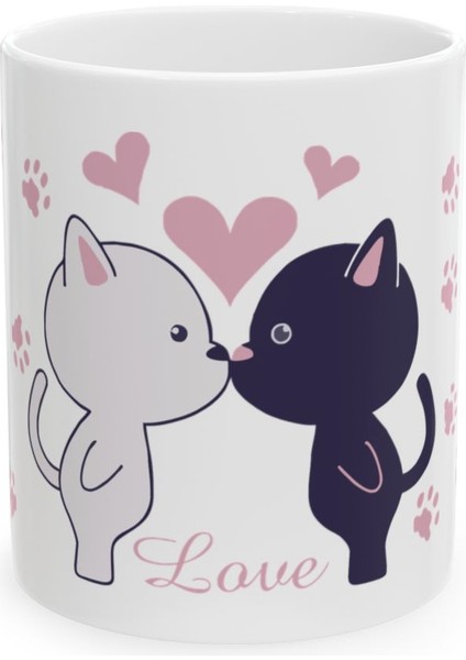 Sevimli Aşık Kediler Bardak , Sevgiliye Hediye Bardak