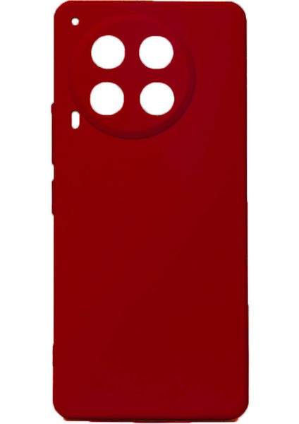 Tecno Camon 30 Kılıf Mat Esnek Biye Silikon Kılıf-Kırmızı + Nano Ekran Koruyucu