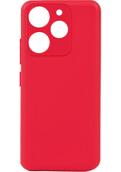 Tecno Spark 10 Pro Kılıf Mat Esnek Biye Silikon Kılıf-Kırmızı + Nano Ekran Koruyucu