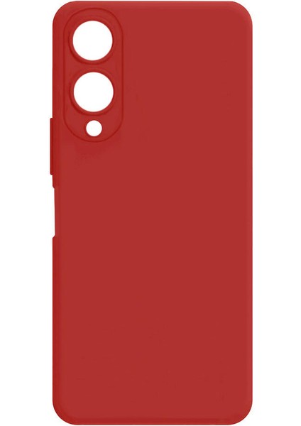 Vivo Y17S Kılıf Mat Esnek Biye Silikon Kılıf-Kırmızı + Nano Ekran Koruyucu