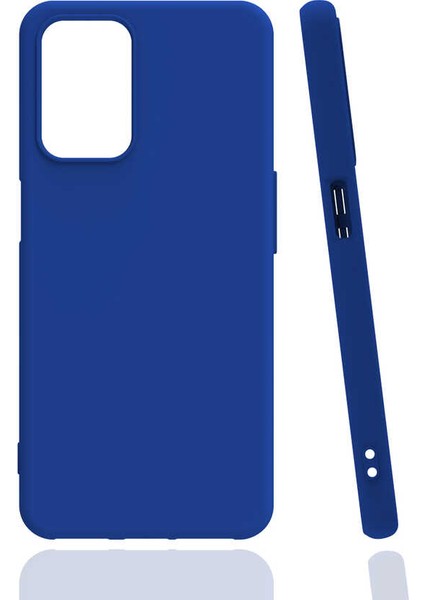 Oppo A54 4g Kılıf Mat Esnek Biye Silikon Kılıf-Mavi + Nano Ekran Koruyucu