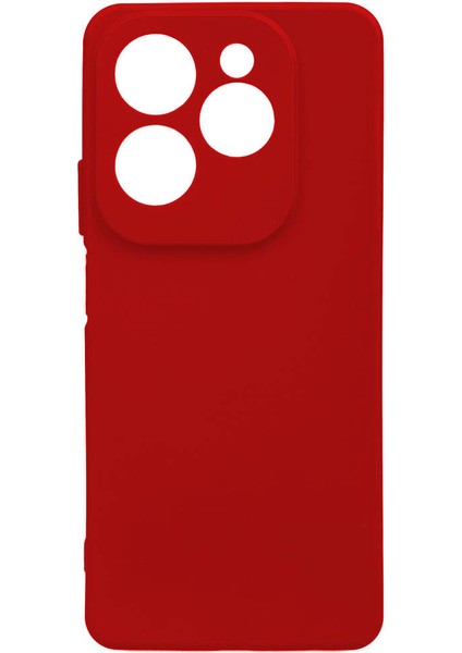 Infinix Hot 40 Pro Kılıf Mat Esnek Biye Silikon Kılıf-Kırmızı + Nano Ekran Koruyucu