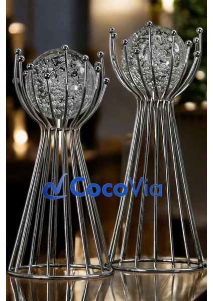 Dekoratif 2'li Boncuk Model Hava Kabarcıklı Top Küre Dallı Süs Salon Ofis Eşya Süsü Biblo Hediyelik fiyatları