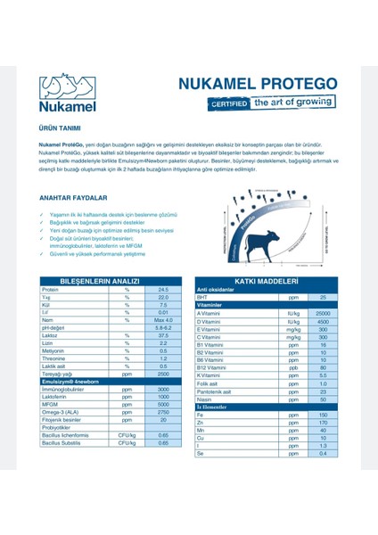 Nukamel Protego(Buzağı Maması 25 kg Ilk 15 Gün ) fiyatları
