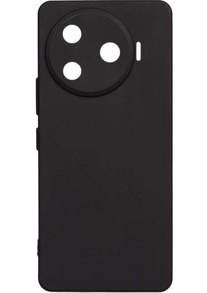 Tecno Camon 30 Pro 5g Kılıf Mat Esnek Biye Silikon Kılıf-Siyah + Cam Ekran Koruyucu