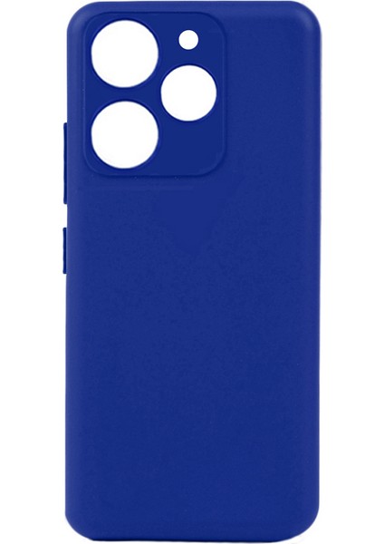 Tecno Spark 10 Pro Kılıf Mat Esnek Biye Silikon Kılıf-Mavi + Cam Ekran Koruyucu