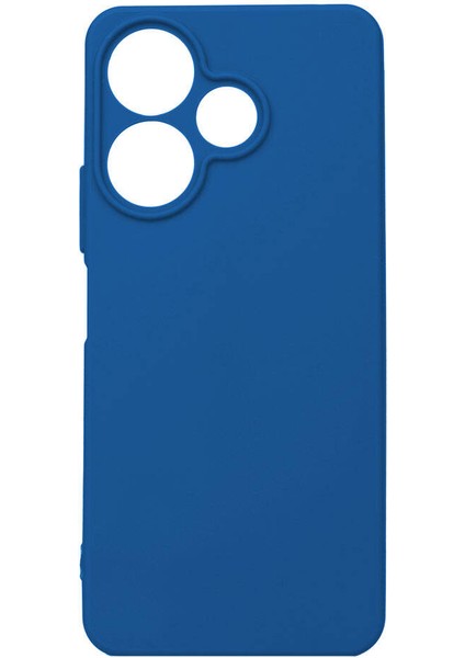 Xiaomi Redmi 13 4g Kılıf Mat Esnek Biye Silikon Kılıf-Mavi + Cam Ekran Koruyucu