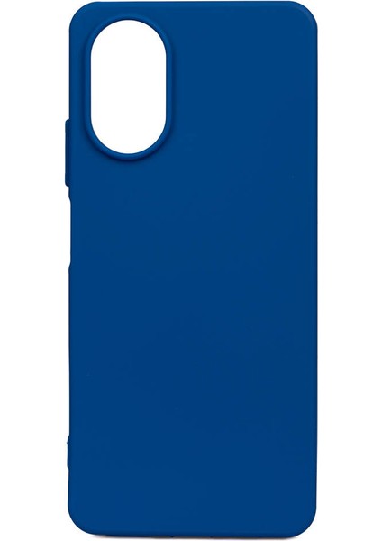 Oppo A38 Kılıf Mat Esnek Biye Silikon Kılıf-Mavi + Cam Ekran Koruyucu
