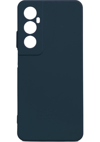 Realme C65 4g Kılıf Mat Esnek Biye Silikon Kılıf-Lacivert + Cam Ekran Koruyucu
