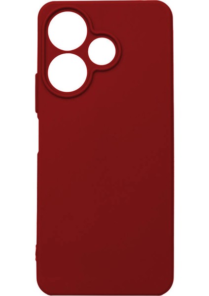 Xiaomi Redmi 13 4g Kılıf Mat Esnek Biye Silikon Kılıf-Kırmızı + Cam Ekran Koruyucu