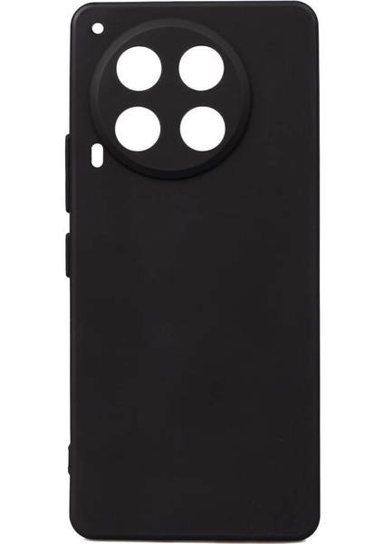 Tecno Camon 30 Kılıf Mat Esnek Biye Silikon Kılıf-Siyah + Cam Ekran Koruyucu