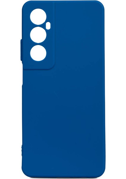 Realme C65 4g Kılıf Mat Esnek Biye Silikon Kılıf-Mavi + Cam Ekran Koruyucu