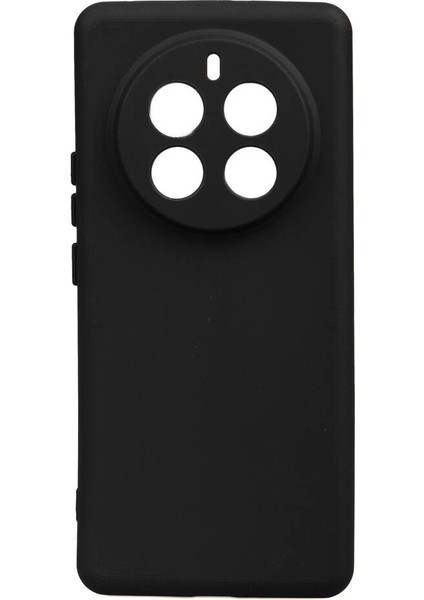 Realme 12 Pro Kılıf Mat Esnek Biye Silikon Kılıf-Siyah + Cam Ekran Koruyucu
