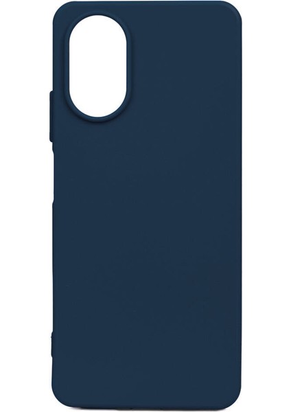 Oppo A38 Kılıf Mat Esnek Biye Silikon Kılıf-Lacivert + Cam Ekran Koruyucu