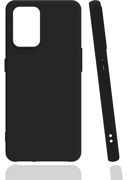Oppo A74 4g Kılıf Mat Esnek Biye Silikon Kılıf-Siyah + Cam Ekran Koruyucu