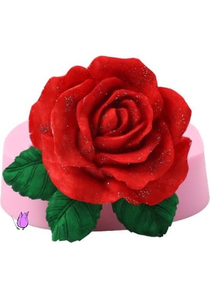 Yapraklı Gül Çiçek 6,4cm Silikon Kalıp K-066