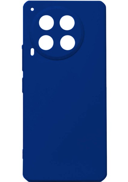 Tecno Camon 30 Kılıf Mat Esnek Biye Silikon Kılıf-Mavi + Cam Ekran Koruyucu