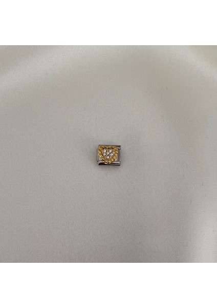Italyan Taşlı Kalp Charm