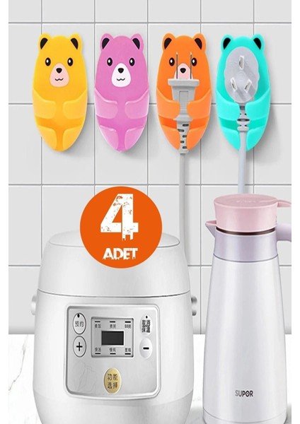 4'lü Set Airfryer Vb. Elektrikli Ürün Fiş Askısı Kablo Tutucu Düzenleyici Kendinden Yapışkanlı Klips