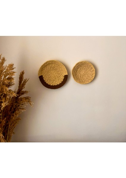 El Yapımı Hasır Duvar Dekoru - 2 Li Set (20 cm / 25 cm )