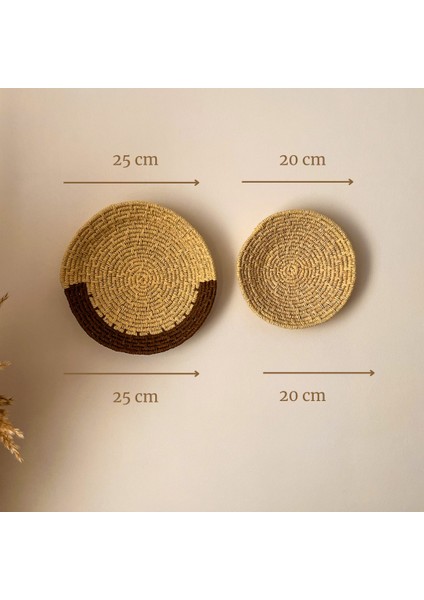 El Yapımı Hasır Duvar Dekoru - 2 Li Set (20 cm / 25 cm )