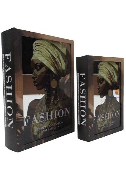 Dekoratif Baskılı Ahşap Kitap Kutu AKSH-J1106-S2 Set