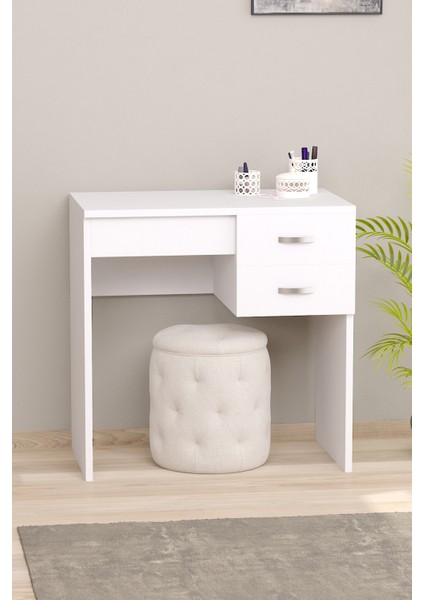 Luxe Makyaj Masası Aynalı 2 Çekmeceli Beyaz