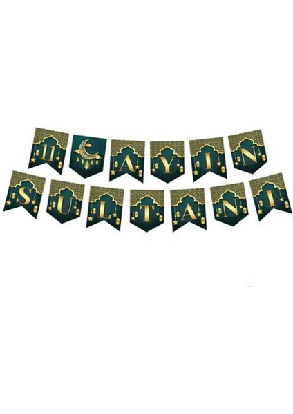 11 Ayın Sultanı Banner Ramazan Süsleme Ev Dekorason 2 Metre Ipli