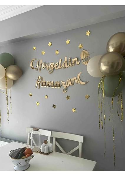 Hoşgeldin Ramazan Gold Yazı Ledli Zincir Balon Seti 11 Ayın Sultanı Ramazan Ev Süsleme Seti fırsatları