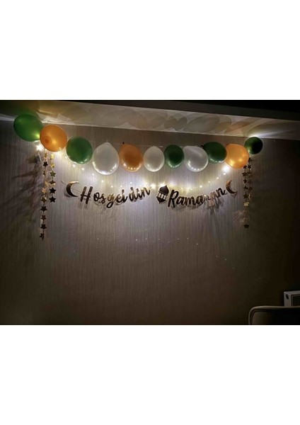 Hoşgeldin Ramazan Gold Yazı Ledli Zincir Balon Seti 11 Ayın Sultanı Ramazan Ev Süsleme Seti indirimleri