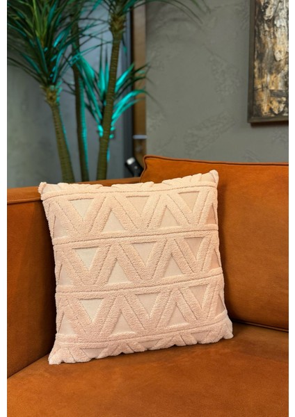 Modern Jakarlı Üçgen Desenli Dekoratif Kırlent Kılıfı