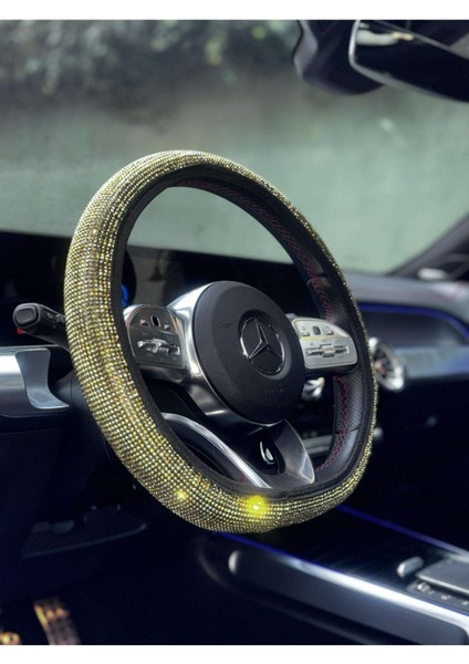 Gold /altın Renk Full Taşlı Her Markaya Uygun Direksiyon Kılıfı