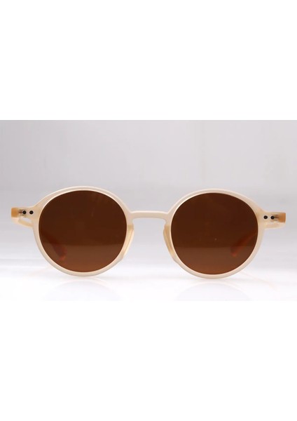 Cısse Eyewear CS23116 Kadın Güneş Gözlüğü Kemik Renk Yuvarlak Çerçeve Kahverengi Cam UV400