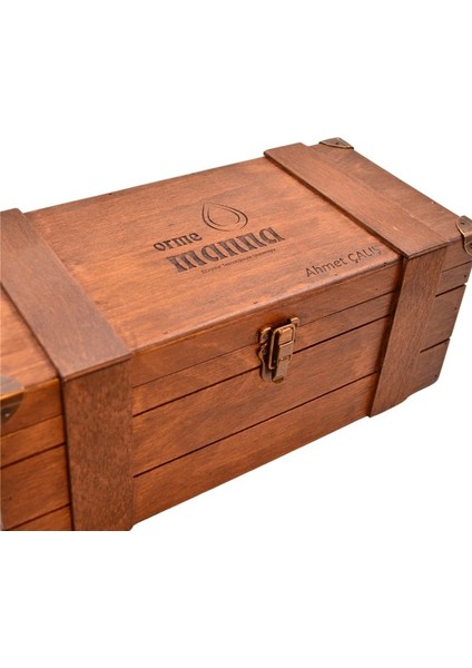 Tuns Woods Yazı Veya Logolu Kayın Ahşap Kutu Metal Klipsli 35 x 15 x 15 cm