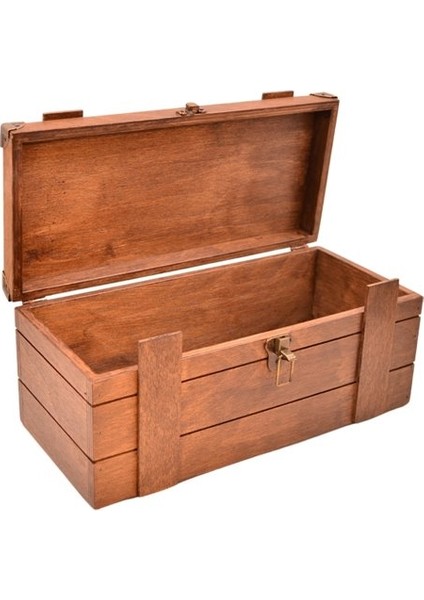 Tuns Woods Yazı Veya Logolu Kayın Ahşap Kutu Metal Klipsli 35 x 15 x 15 cm