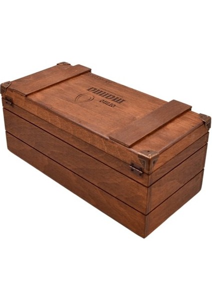 Tuns Woods Yazı Veya Logolu Kayın Ahşap Kutu Metal Klipsli 35 x 15 x 15 cm