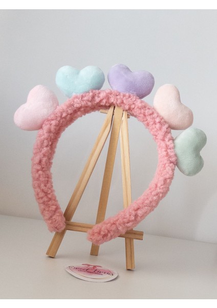 Renkli Kalpli Peluş Pembe Çocuk Taç fiyatları
