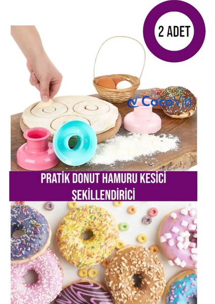 ( 2 Adet ) Pratik Donut Hamur Kesici ve Şekillendirici - Donat/çörek/pişi Kalıbı
