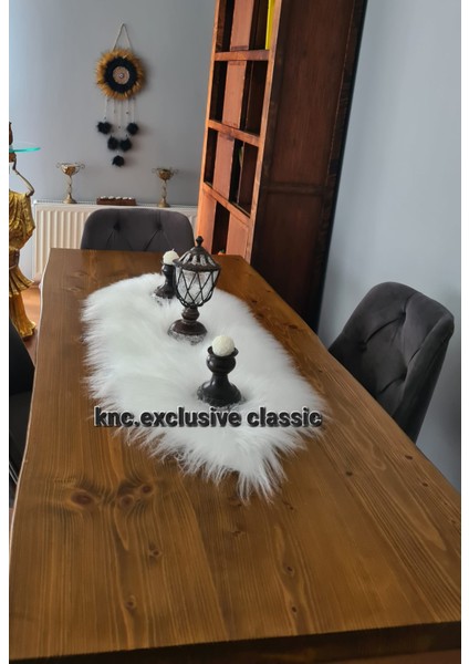 Beyaz Kürklü Peluş Masa Örtüsü Şık Dekoratif Lüks Elegant Modern Dekoratif Runner. fiyatları