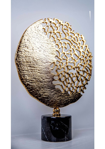 Yuvarlak Mercan Döküm Dekor Gold Büyük, Mermer Ayaklı Metal Dekoratif Obje Biblo Süs Eşyası fiyatları
