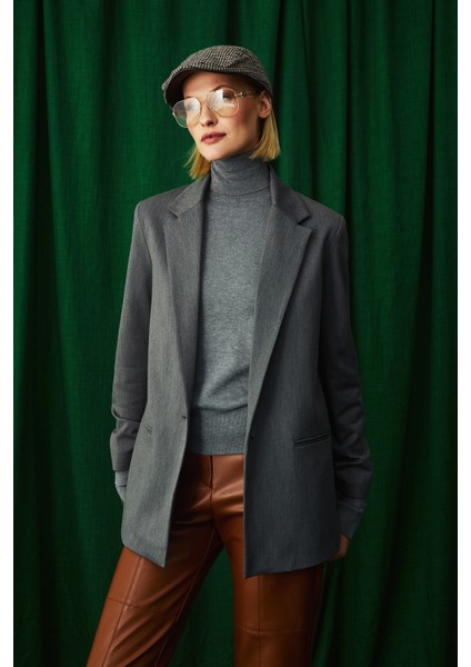 Pıenza Gri Blazer Kadın Ceket