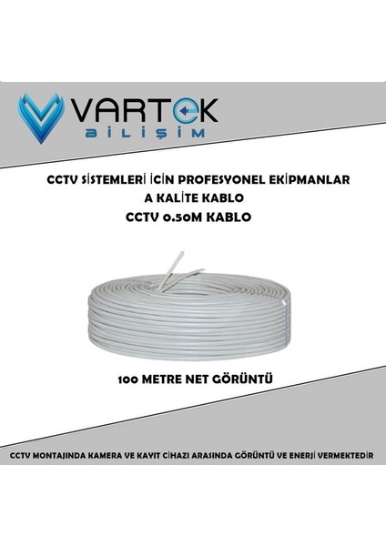 Kablo Güvenlik Kamera Kablosu 2+1 0.50MM 100M Metre
