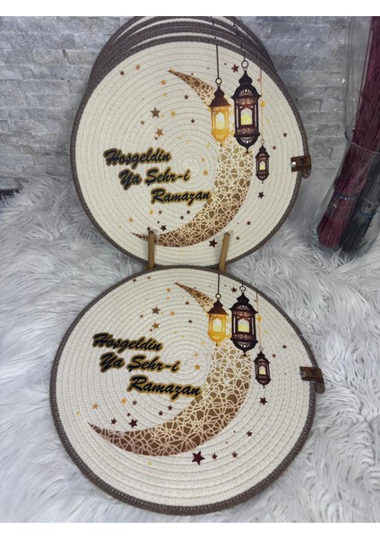 Ramazan Temalı Baskılı Supla Takımı Sofra Sunum Amerikan Servis 6 Adet 33 cm x 33 cm modelleri