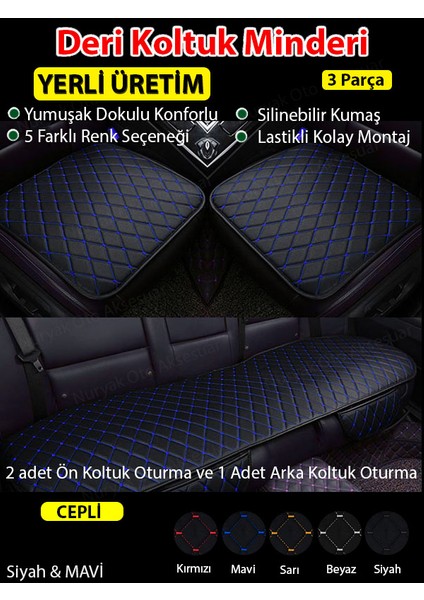 Nuryak Ön ve Arka Oto Koltuk Oturma Minderi 3 Parça
