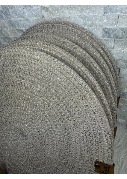 Bej Renk Simli Amerikan Servis Supla Takımı Sofra Sunum 33CMX33CM 6 Adet Supla1 Ekmek Sepeti modelleri