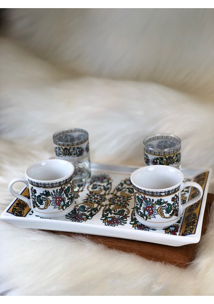 Kahve Fincanı 2 Kişilik Sunum Tepsili 2'li Osmanlı Topkapı