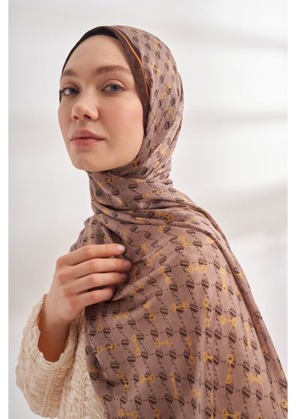 Monogram Desen Ithal Vual Şal - Vizon-Kahve fiyatları