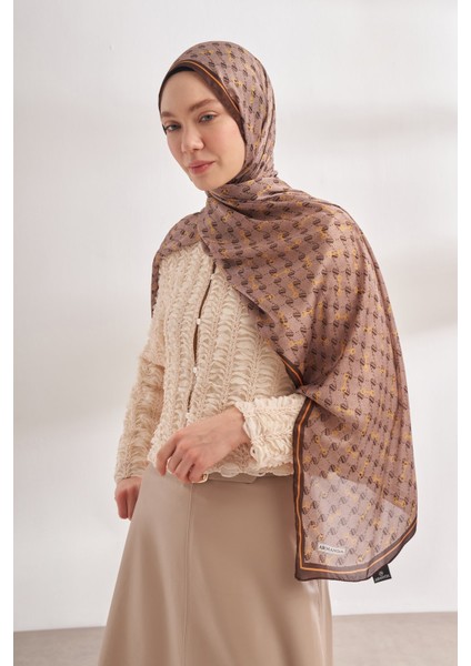 Monogram Desen Ithal Vual Şal - Vizon-Kahve modelleri